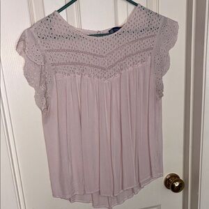 Democracy Pink Pleated Ruffled Blouse